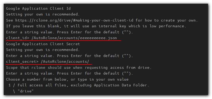 new rclone config